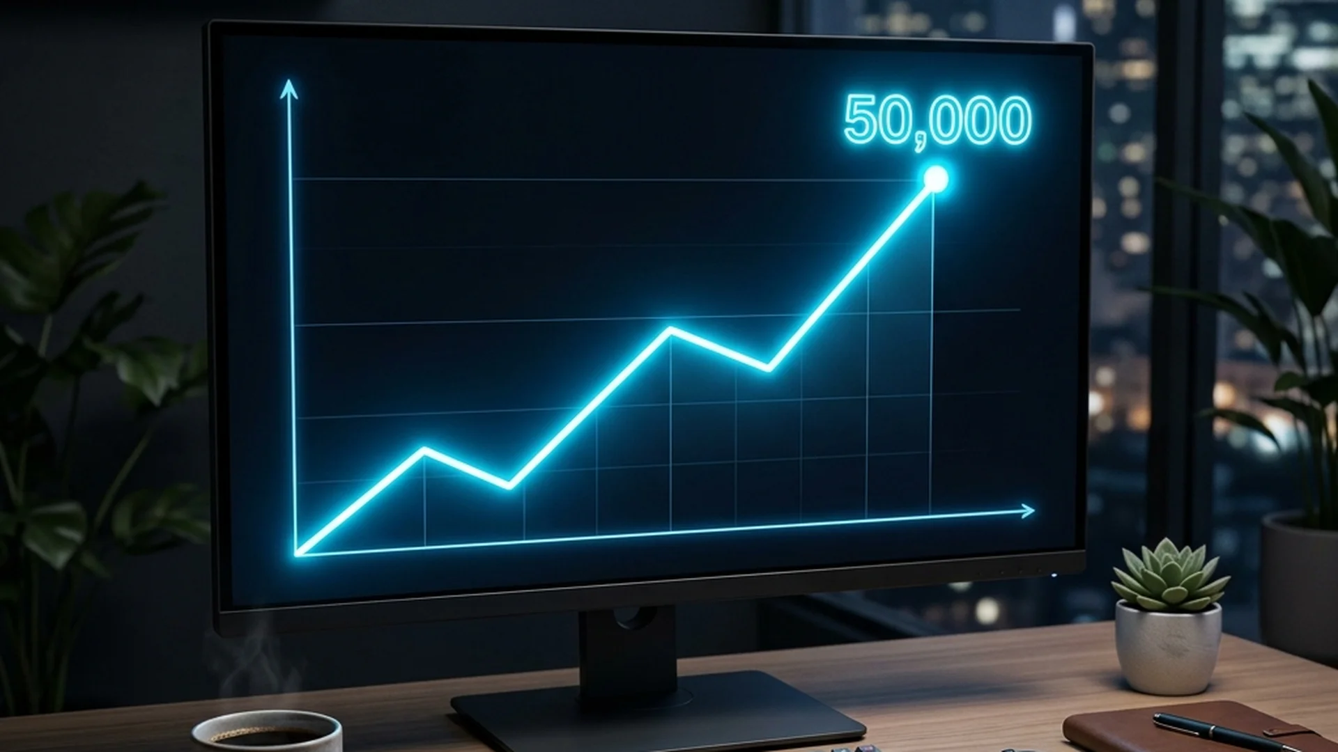 Line graph showing 50,000 organic clicks on an SEO dashboard