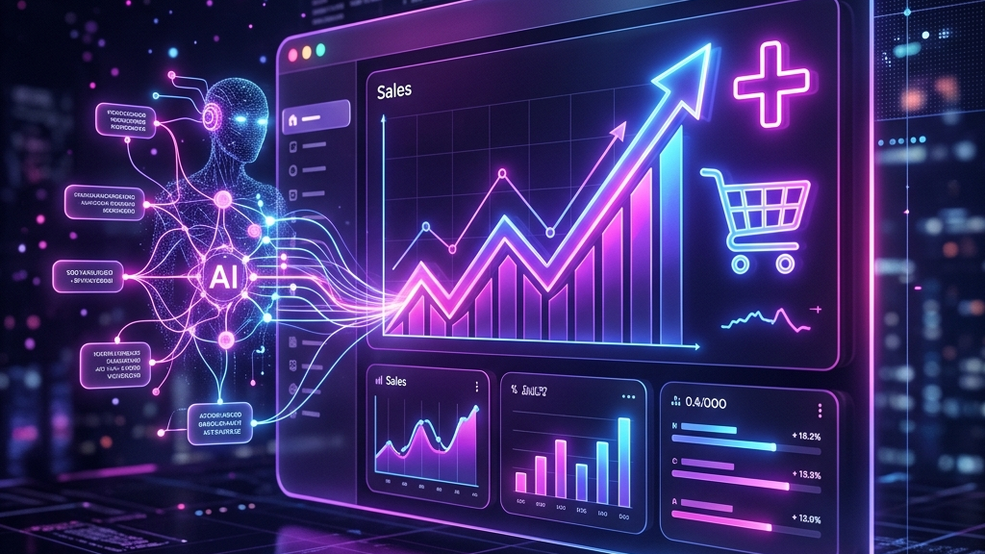 Shopify SEO Dashboard showing massive upward sales trends powered by content automation